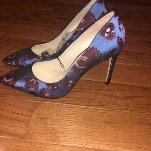 Zara Blue & Burgundy floral pumps